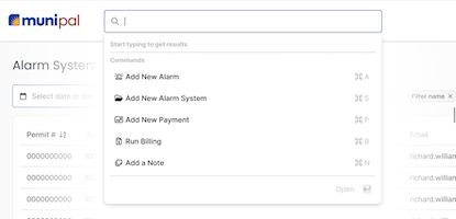 System dashboard for setting alarms
